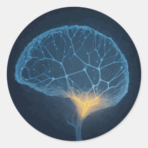 Brain Network Illustration With Halos Classic Round Sticker