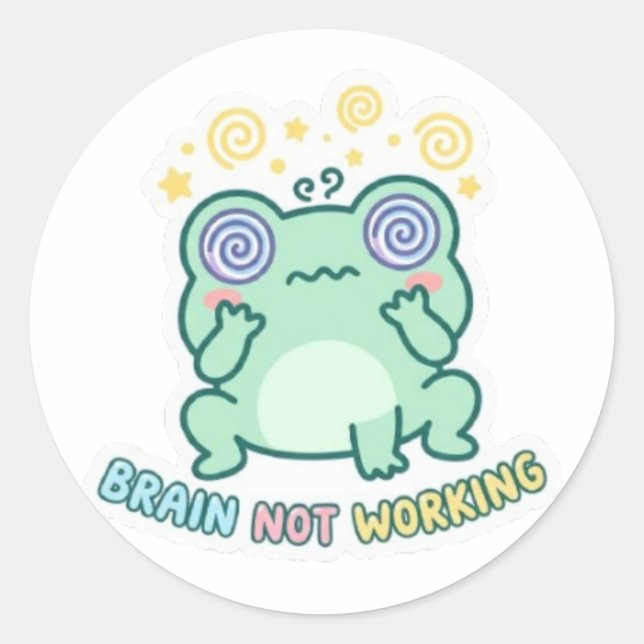 Brain Not Working Frog Sticker Cute Confused Frog  (Front)