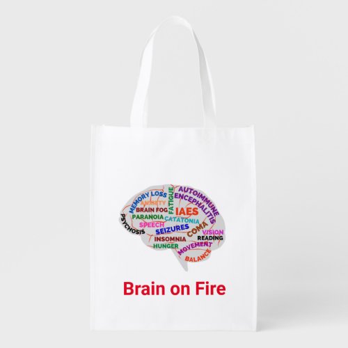 Brain on Fire AE Awareness Month grocery tote