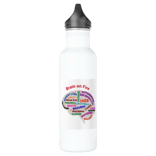 Brain on Fire AE Awareness Month water bottle (Left)