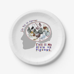 Brain On Pigeons Paper Plates
