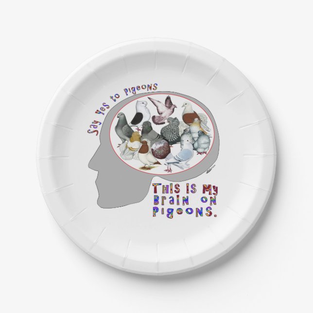 Brain On Pigeons Paper Plates (Front)