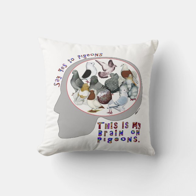 Brain On Pigeons Throw Pillow (Front)