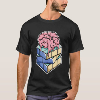 Brain on Puzzle Cube Speed Cubing Cuber's T-Shirt