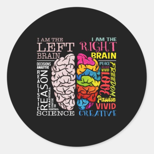 Brain P Left And Right Brain Neuroscience Classic Round Sticker