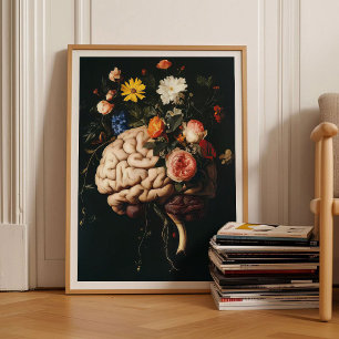 Brain Painting Brain Print Vintage Floral Painting