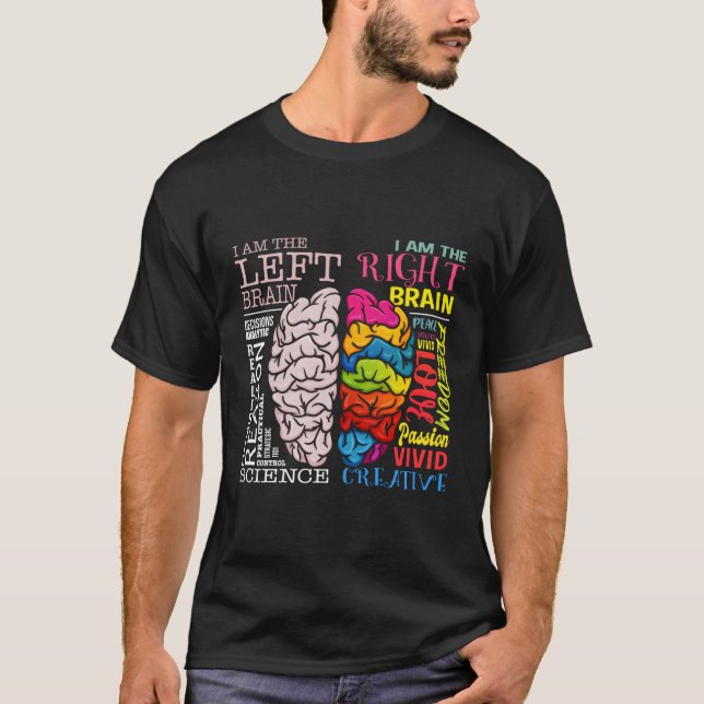 Brain Parts Left And Right Brain Neuroscience Tee (Front)