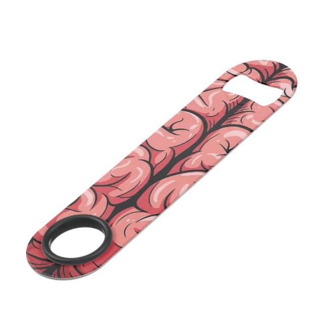 Brain Pattern Stainless Steel Bottle Opener (Front Angled)
