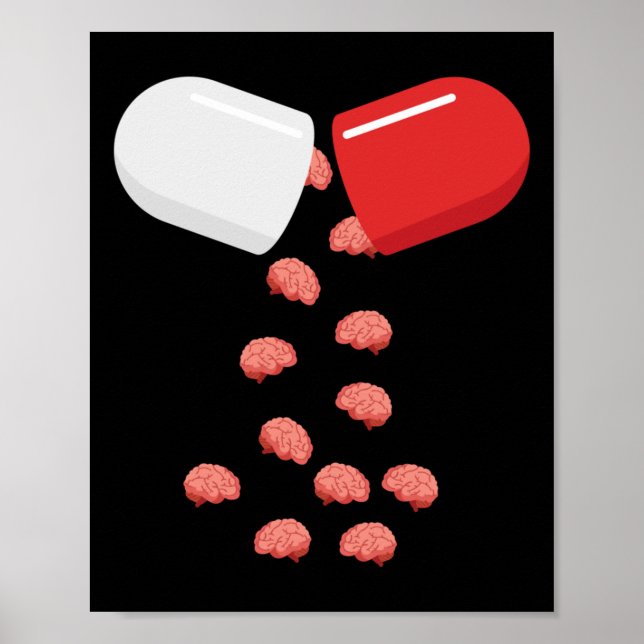 Brain Pill - Placebo Sticker  Poster (Front)