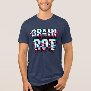 Brain Rot Glitchcore Digital Distortion Art Tri-Blend Shirt