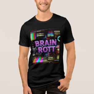 Brain Rott Digital Glitch Aesthetic Tri-Blend Shirt