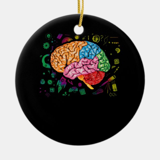 Brain Science And Art Neuroscience Neurologist Ceramic Ornament (Front)