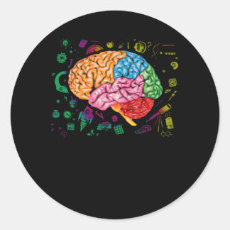 Brain Science And Art Neuroscience Neurologist Classic Round Sticker