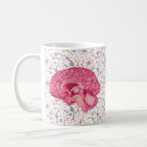 Brain Section View and Neuron pattern Coffee Mug