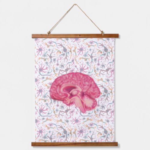 Brain Section View and Neuron pattern Hanging Tapestry