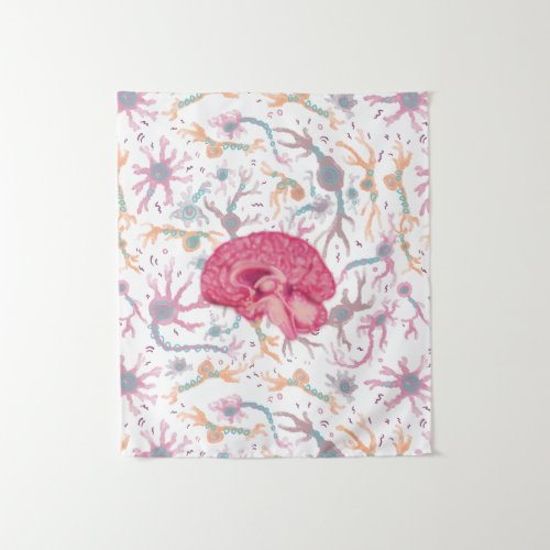 Brain Section View and Neuron pattern Tapestry
