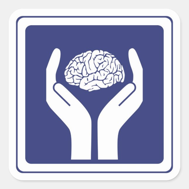 brain sign square sticker (Front)