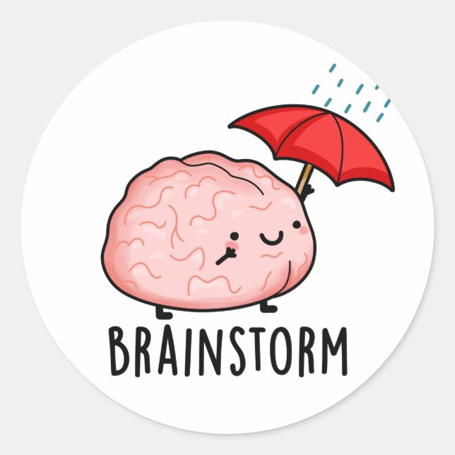 Brain Storm Funny Anatomy Pun  Classic Round Sticker (Front)