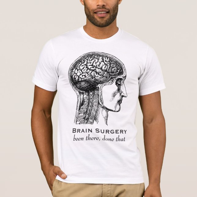 Brain Surgery Neurologists Antique Medical Drawing T-Shirt (Front)