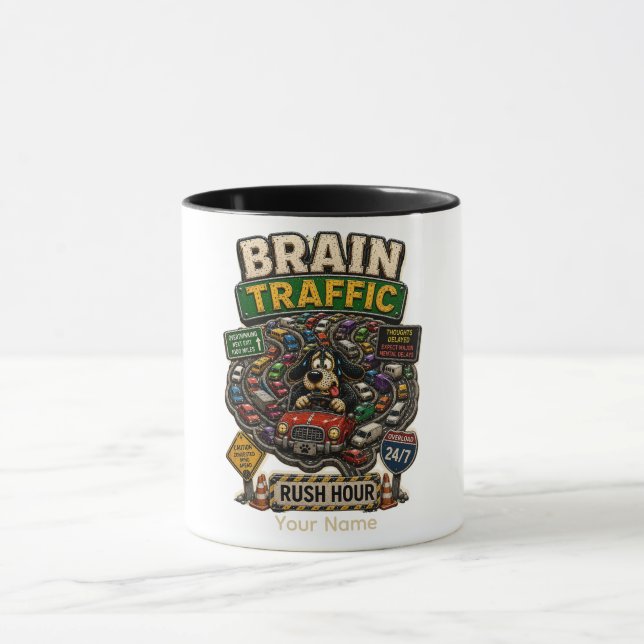 Brain Traffic Rush Hour Personalized Funny Mug (Center)