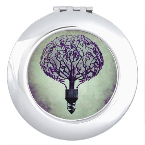 Brain Tree Lightbulb Compact Mirror