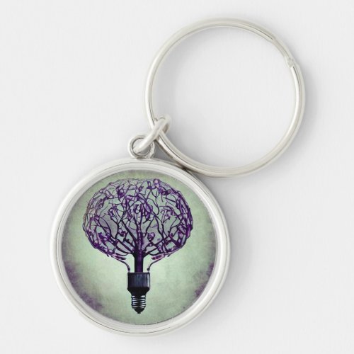 Brain Tree Lightbulb Keychain