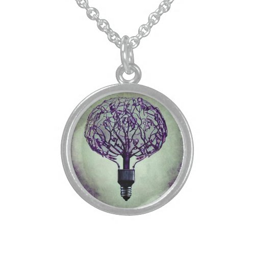Brain Tree Lightbulb Sterling Silver Necklace