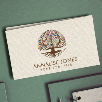 Brain Tree Of Life - Colorful Leaves Business Card by WorkingArt at Zazzle