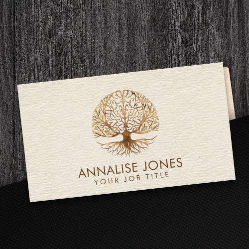 Brain Tree of life _ Golden Leaves Business Card