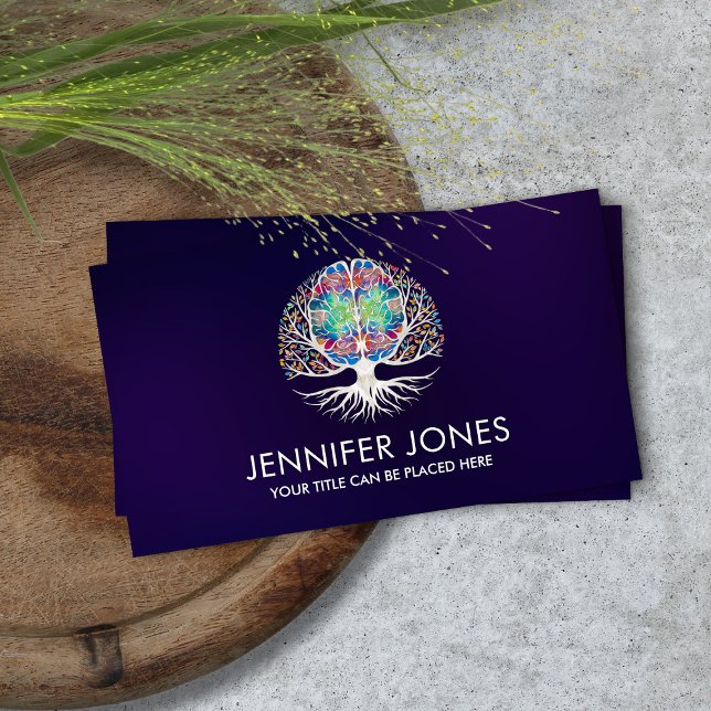 Brain Tree of life - Pearl , Colorful Leaves Business Card (Creator Uploaded)