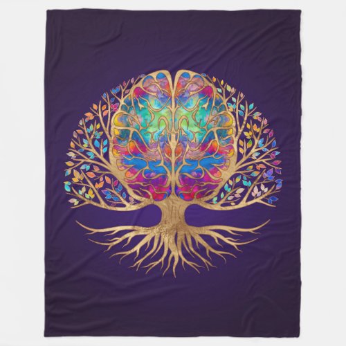 Brain Tree of life _ Realm of colors Fleece Blanket