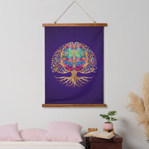 Brain Tree of life _ Realm of colors Hanging Tapestry