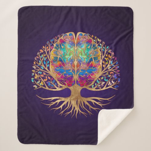 Brain Tree of life _ Realm of colors Sherpa Blanket