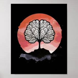 Brain Tree Sunset Artwork Poster