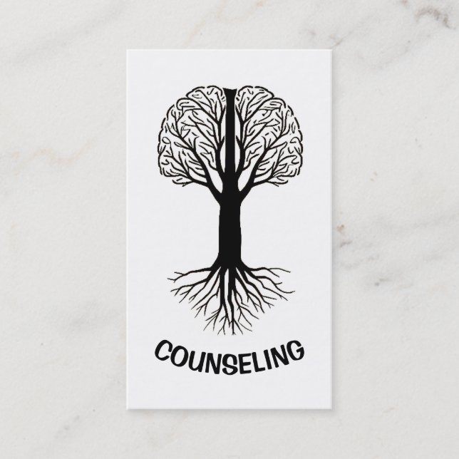 Brain Tree With Roots Business Card (Front)