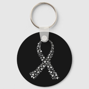 Brain Tumor Awareness Brain Cancer Gray Ribbon Men Keychain