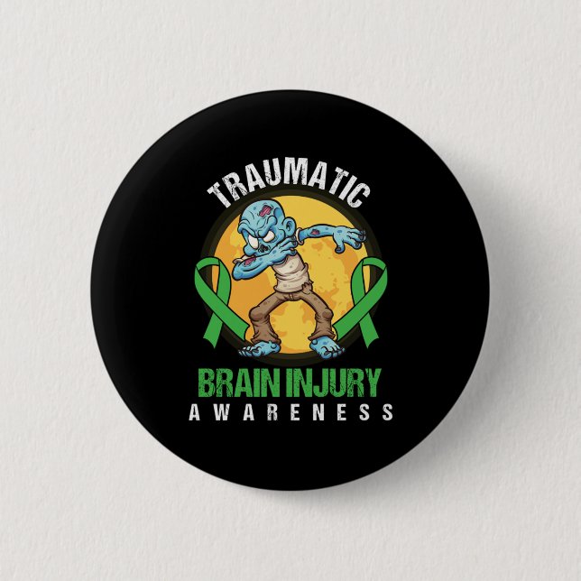 Brain Tumor Awareness Brain Surgery Gift Traumatic Button (Front)
