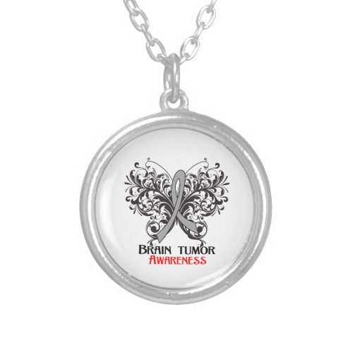 Brain Tumor Awareness Butterfly Silver Plated Necklace