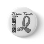 Brain Tumor Awareness Gemstone Ribbon Pinback Button