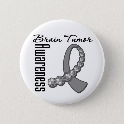 Brain Tumor Awareness Gemstone Ribbon Pinback Button