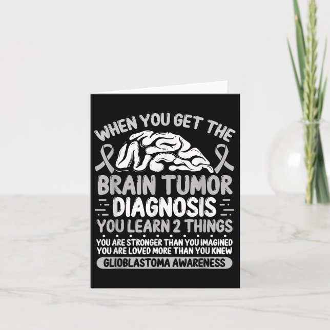 Brain Tumor Awareness Grey Ribbon Glioblastoma Dia Card (Front)