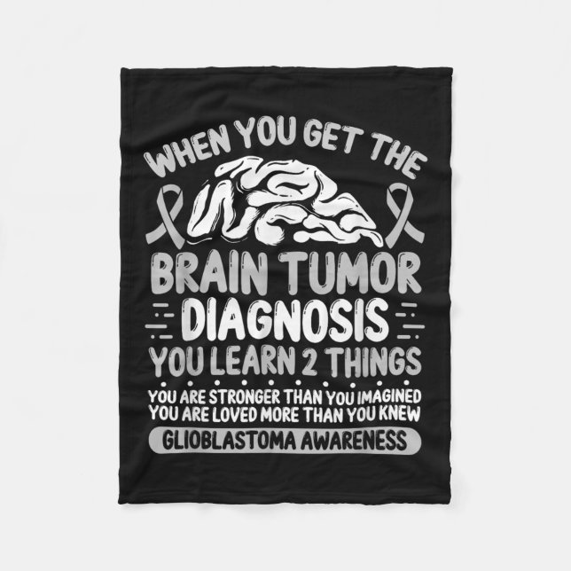 Brain Tumor Awareness Grey Ribbon Glioblastoma Dia Fleece Blanket (Front)