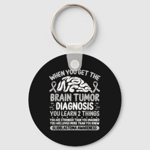 Brain Tumor Awareness Grey Ribbon Glioblastoma Dia Keychain