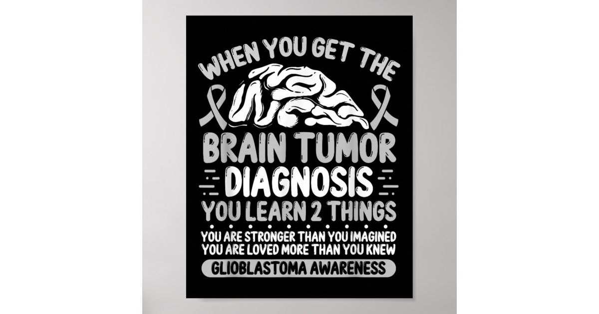 Brain Tumor Awareness Grey Ribbon Glioblastoma Dia Poster | Zazzle