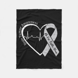 Brain Tumor Awareness Heart Brain Cancer Gray Fleece Blanket