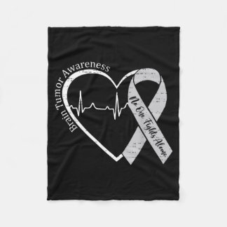 Brain Tumor Awareness Heart Brain Cancer Gray Fleece Blanket