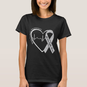Brain Tumor Awareness Heart Brain Cancer Gray T-Shirt