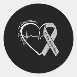 Brain Tumor Awareness Heart Gray Ribbon Men Women  Classic Round Sticker