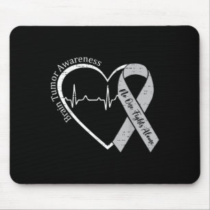 Brain Tumor Awareness Heart Gray Ribbon Men Women Mouse Pad