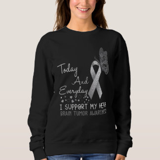 Brain Tumor Awareness I Support My Hero Butterfly Sweatshirt